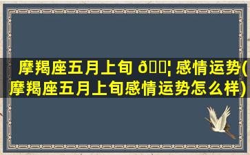 摩羯座五月上旬 🐦 感情运势(摩羯座五月上旬感情运势怎么样)